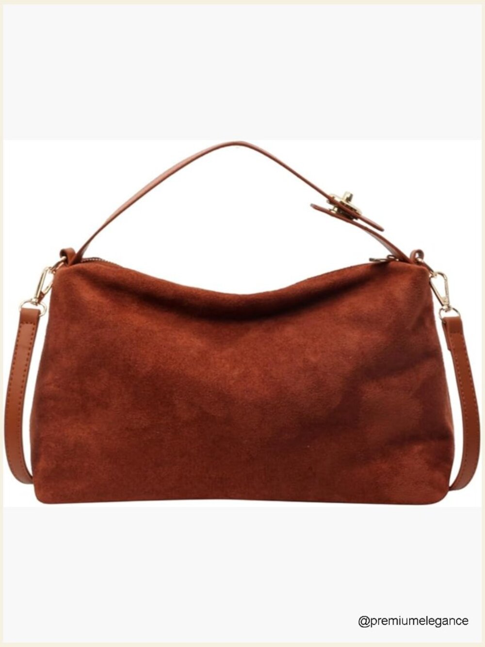 Faux Suede Hobo Tote Bag With Adjustable Strap For Work